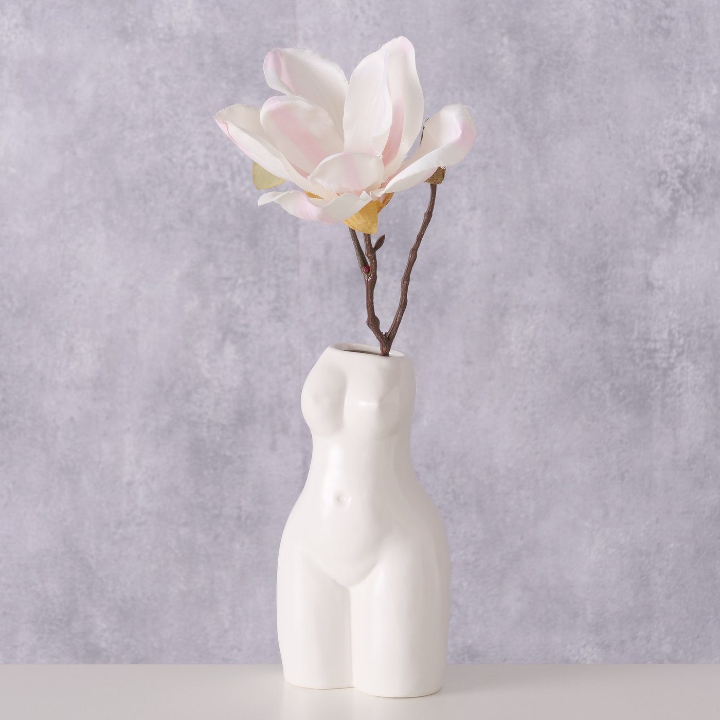 BOLTZE Dekovase "Aurice" aus Porzellan in weiß, Vase Blumenvase