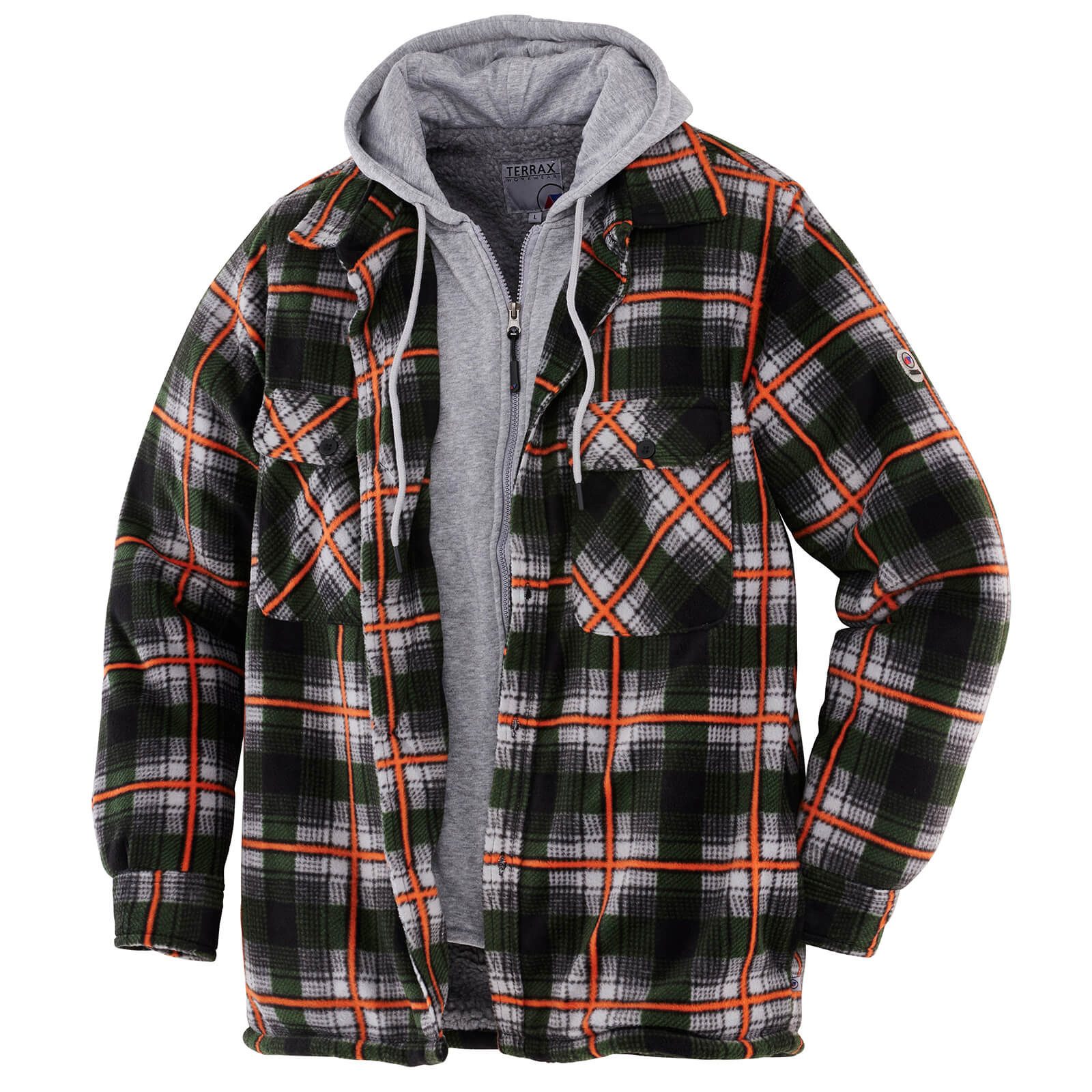 Terrax Workwear Langarmhemd 11112 Herren Thermohemd mit Kapuze - Arbeitsjacke Thermojacke