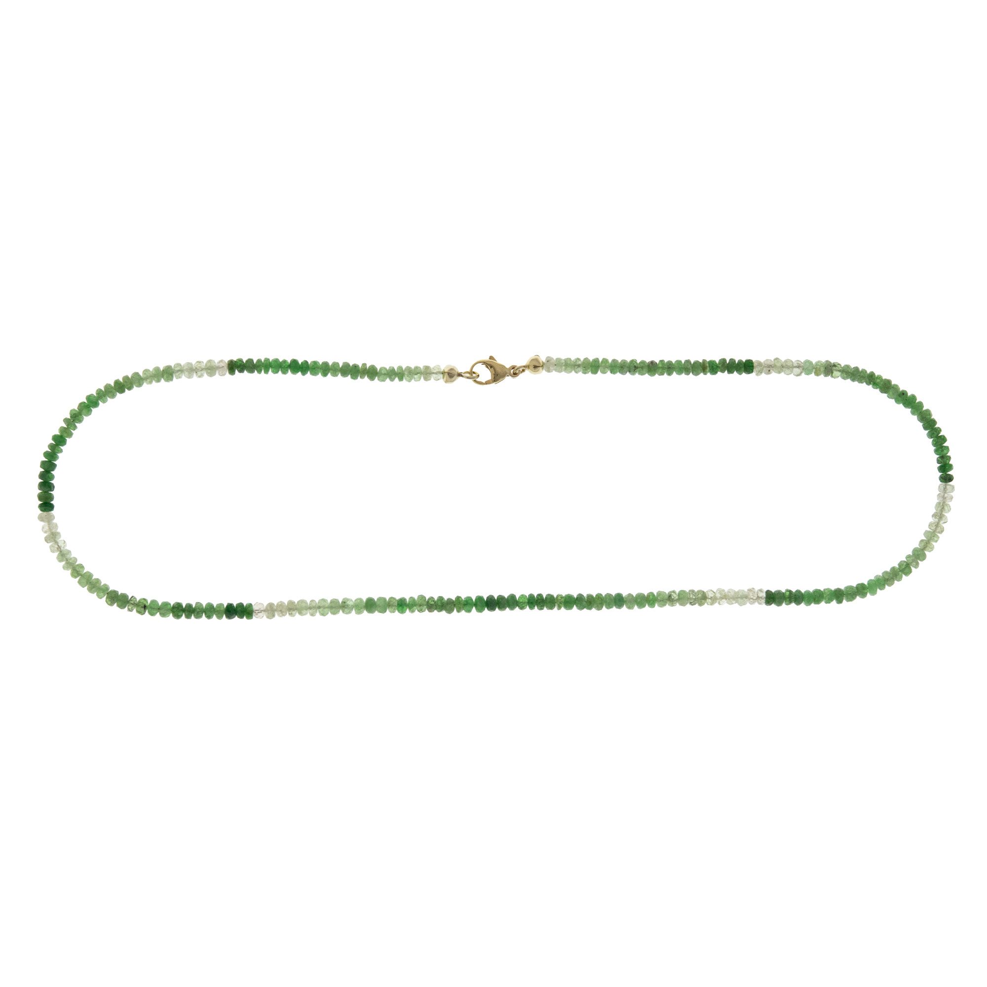Cavill Goldkette Cavill Tsavorit 55 ct, 9K Gold Halskette mit grünen Perlen 45 cm (1-tlg)