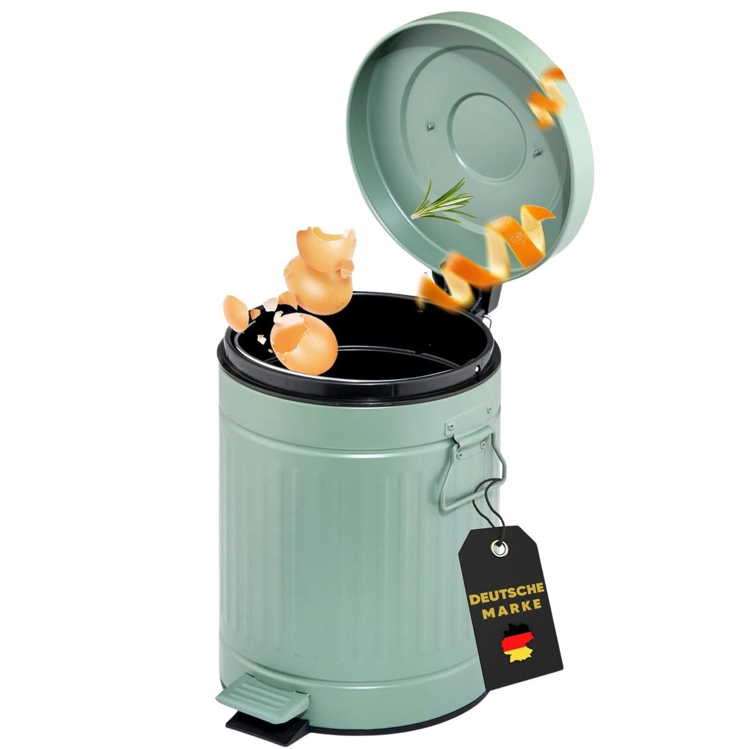 EcoWohn Kosmetikeimer Mülleimer 5 L – im Vintage-Design, Softclose, Landhausstil, geruchsdicht