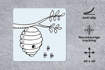 MuchoWow Gaming Mauspad Cartoon-Illustration von Bienen und einem Bienenstock (1-St), Mousepad mit Rutschfester Unterseite, Gaming, 40x40 cm, XXL, Großes