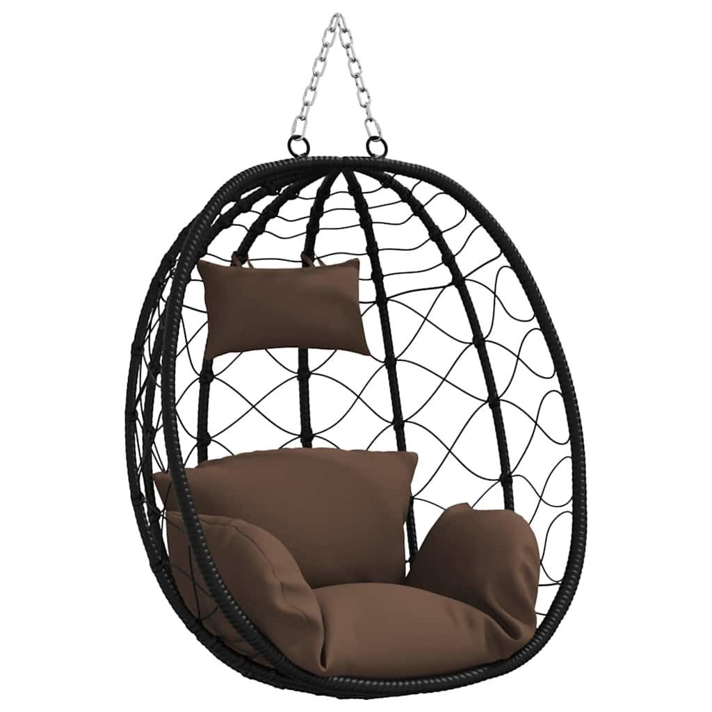 vidaXL Hollywoodschaukel Hängendes Ei-Stuhl Kaffeebraun 91,5 x 54,5 x 107 cm Poly-Rattan, 1 tlg.