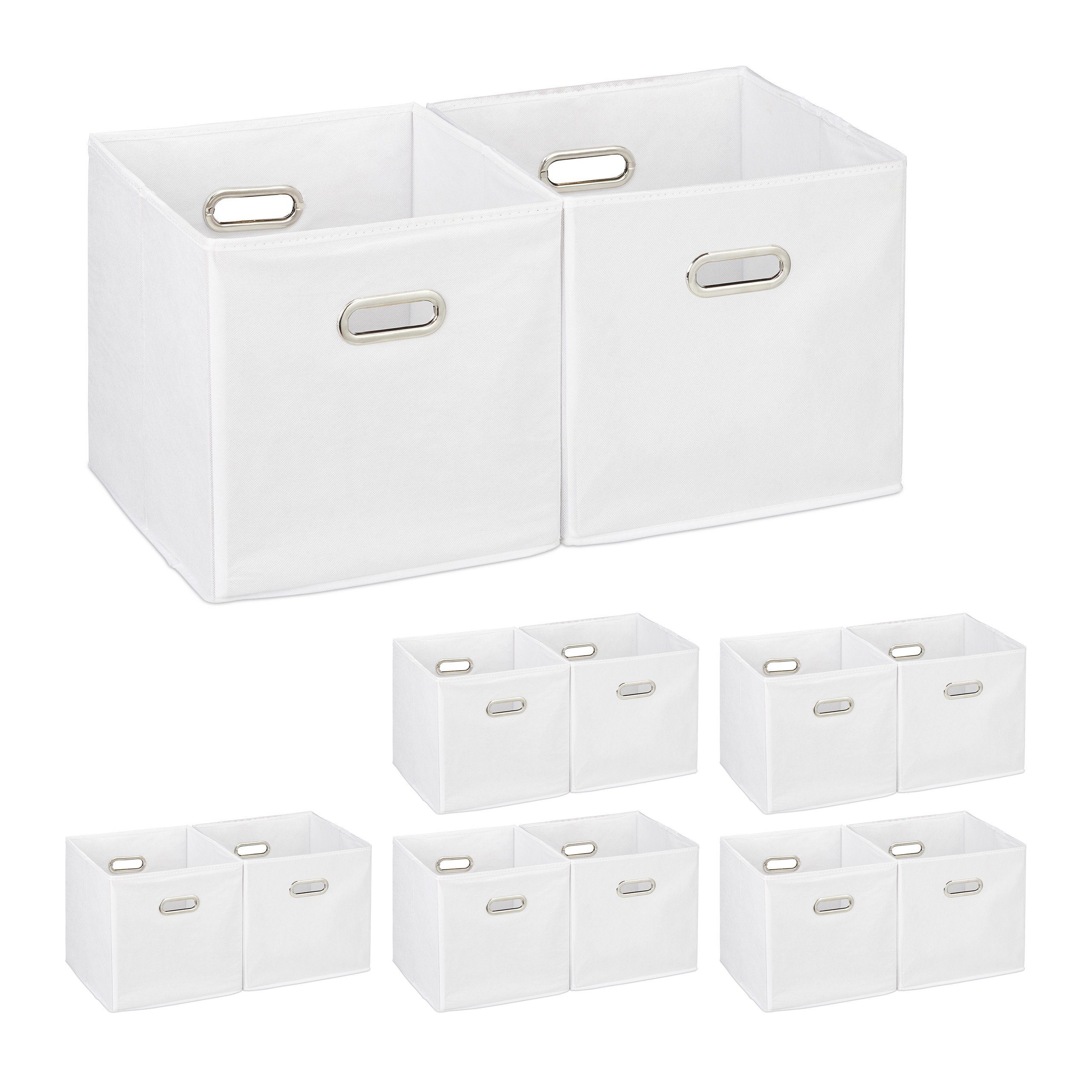 Aufbewahrungsbox 12 x Aufbewahrungsbox Stoff weiß