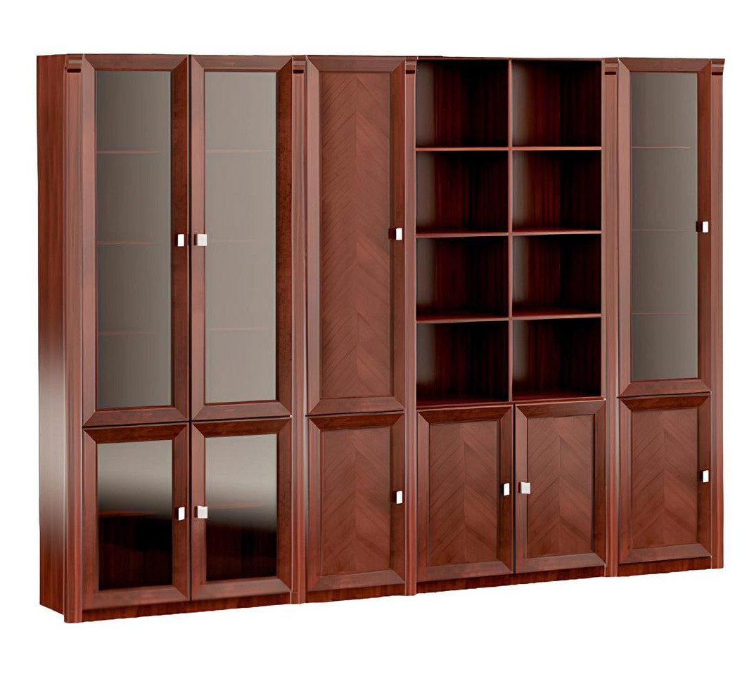 JVmoebel Aktenschrank Brauner Büroschrank aus Massivholz mit geräumigen Regalen (Büroschrank) Made in Europa