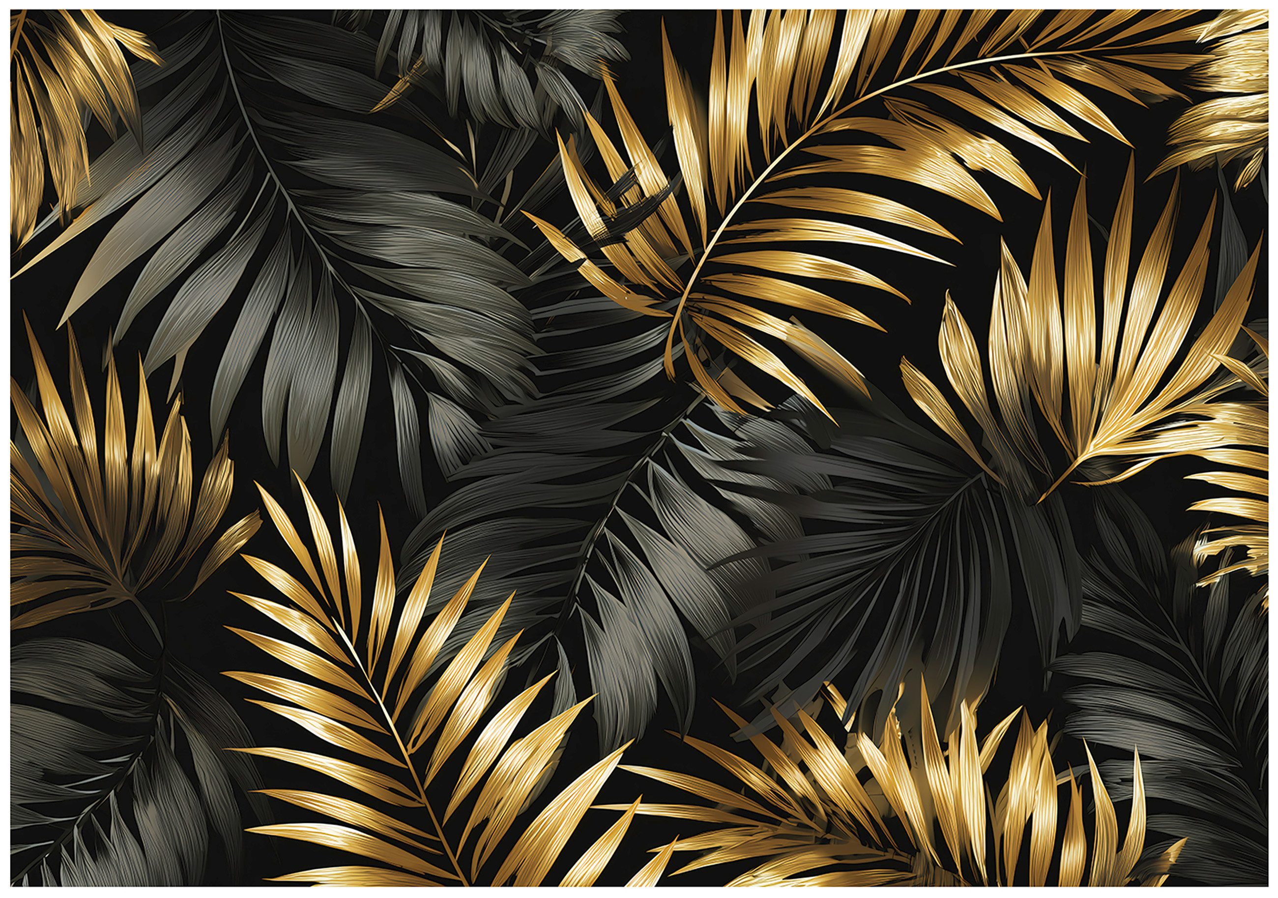 Wallarena Fototapete Blätter Schwarz Natur Vlies Tapete Wohnzimmer Schlafzi günstig online kaufen