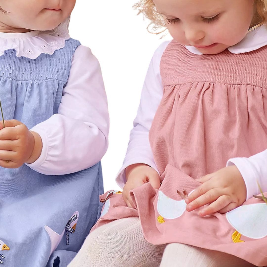 suebidou Midikleid Süßes Ärmelloses Kleid blau Mädchenkleid Cordoptik nachhaltig, kreativ