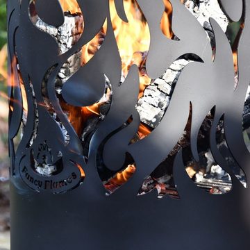 Linoows Feuerschale XXL Feuertonne Lasercut Feuersäule mit Flammenbild, (Großer Feuerofen Lasercut Gartenfeuer Terrassenfeuer)