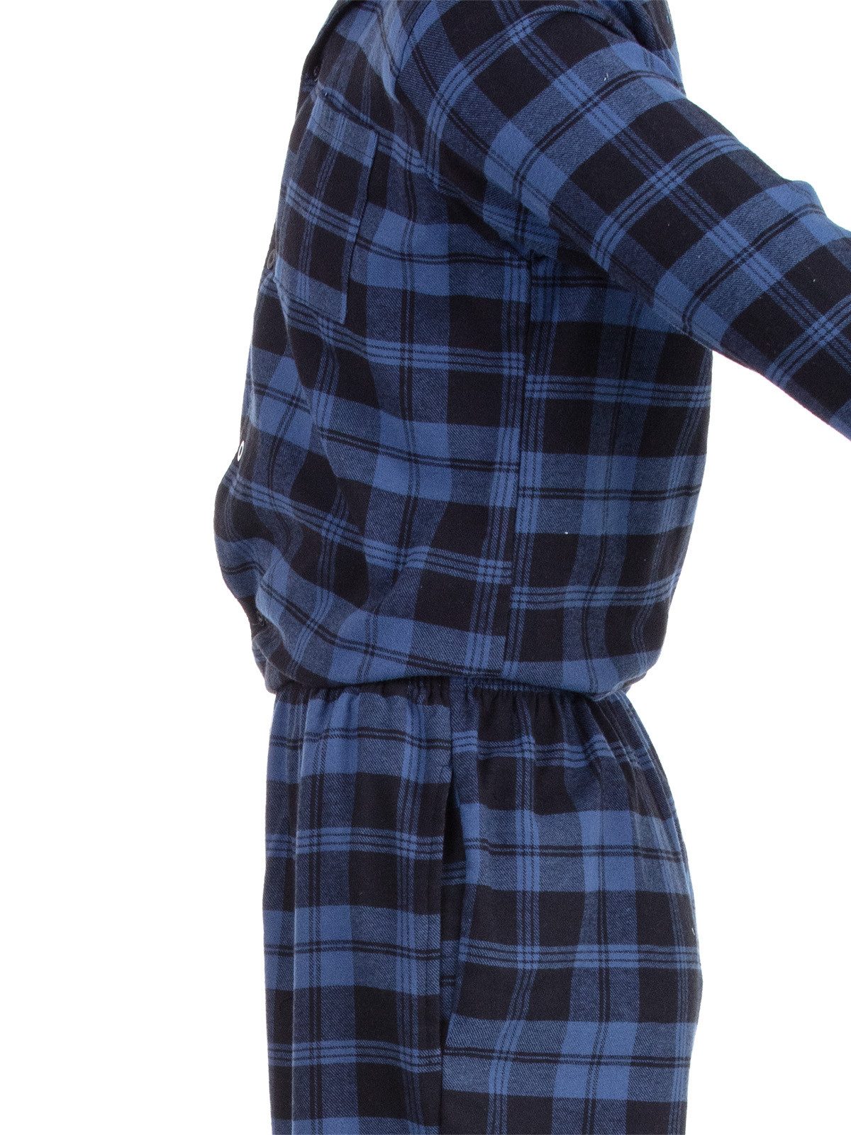 Henry Terre Pyjama Kent Langarm - Karo Look Hemdkragen durchgeknöpft Tartan Holzfäller – Bild 5 von 5