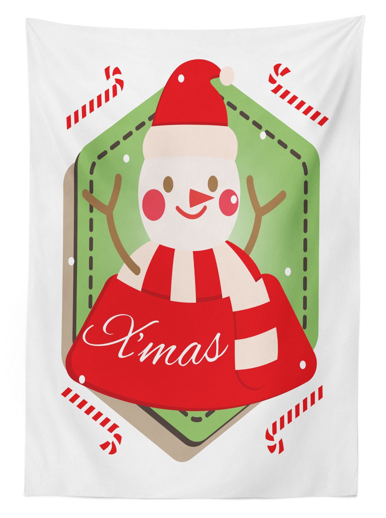 geeignet Klare Weihnachten den Waschbar Farben, Außen Candy Abakuhaus Für Farbfest Bereich X'mas Cane Tischdecke Snowman
