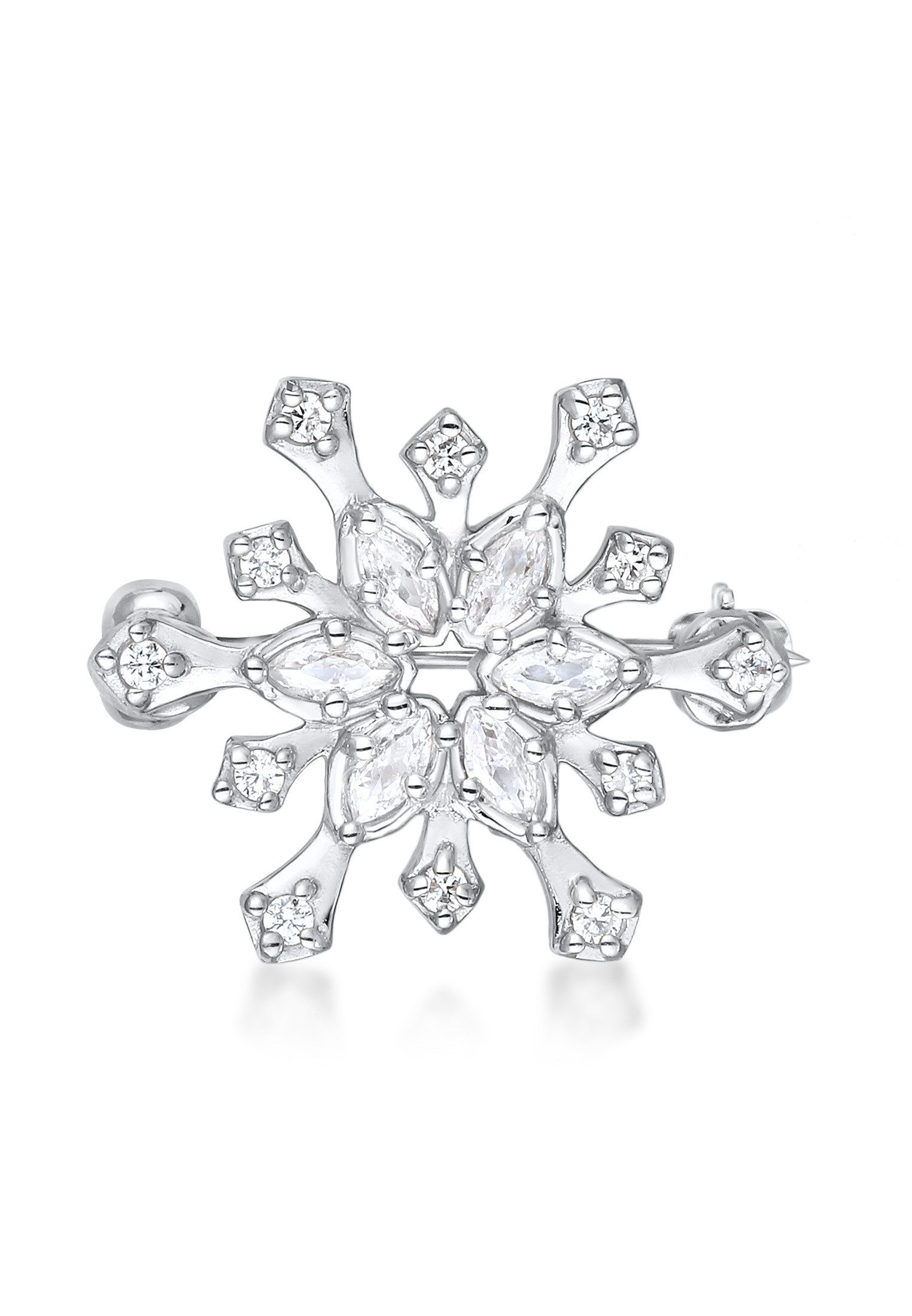 Elli Schmucketui Brosche Schneeflocke Zirkonia Weiß 925 Sterling Silber