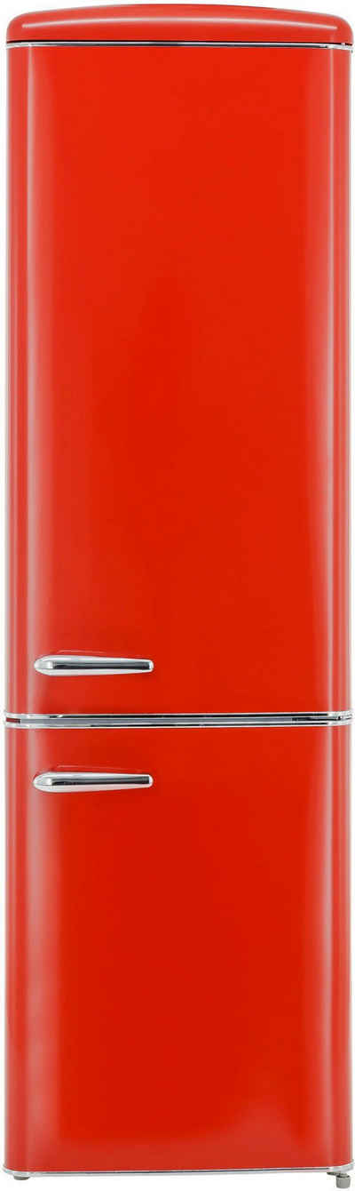 exquisit Kühl-/Gefrierkombination RKGC250-70-H-160E rot, 181 cm hoch, 55 cm breit