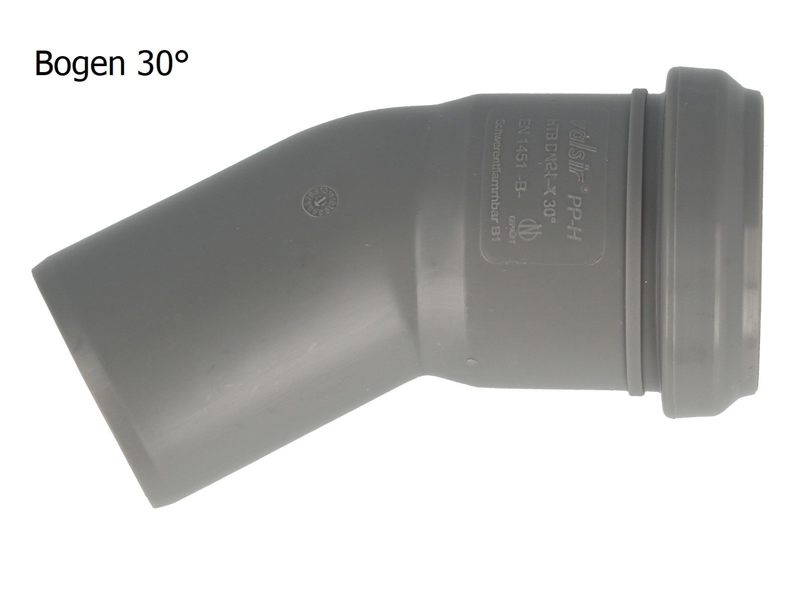 Ablaufrohr HT Bogen, mit einseitiger Steckmuffe und Gummidichtung