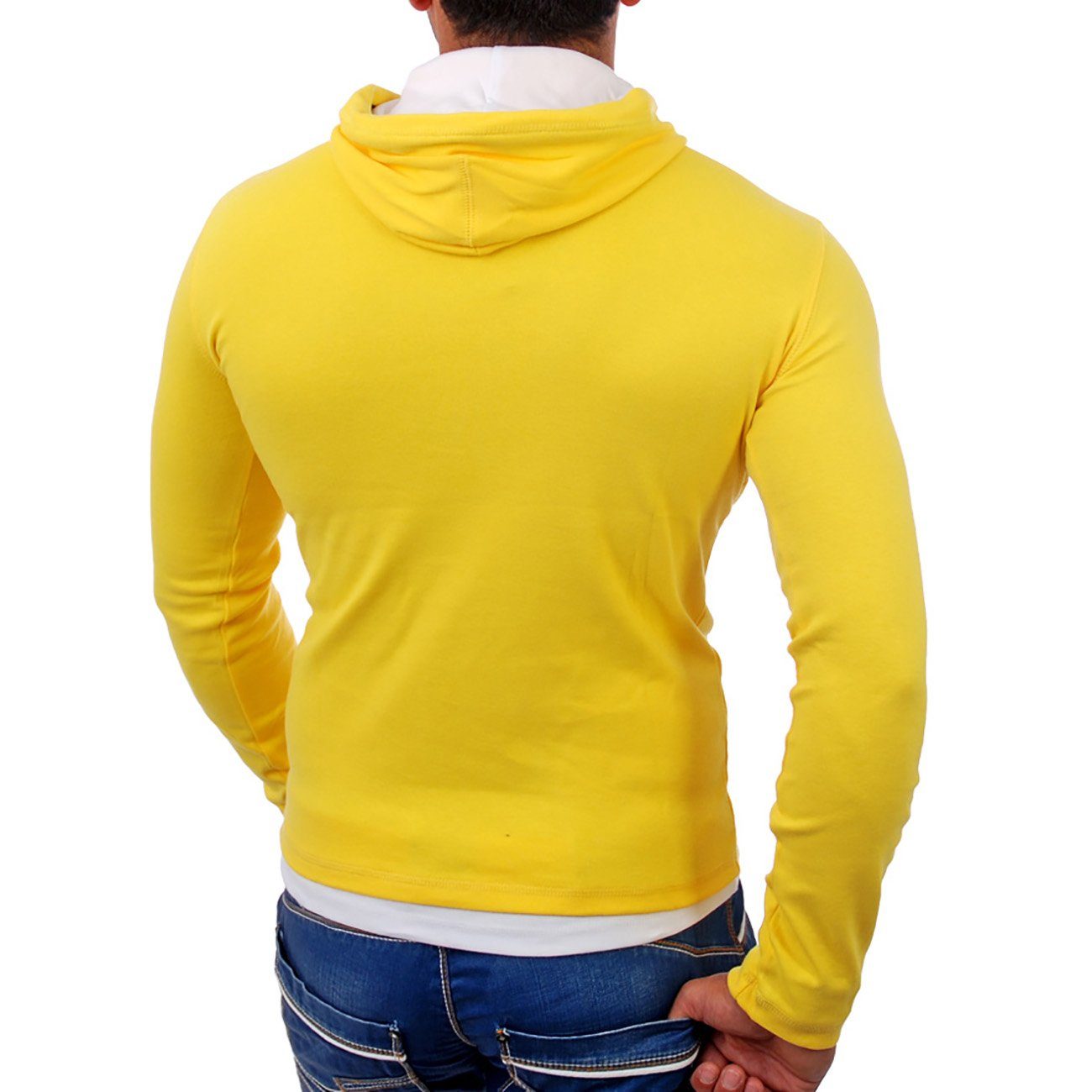 Reslad Sweatshirt RS-1003 Kapuzen (1-tlg) gelb-weiß Layer-Look Sweatshirt Kapuzensweatshirt Herren Reslad