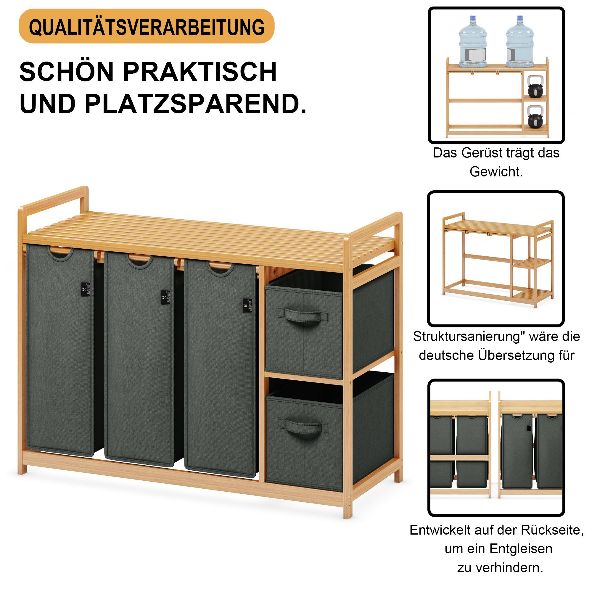 AdelDream Wäschekorb AdelDream Wäschekorb 5 Fächer Wäschesammler – Bild 5 von 5