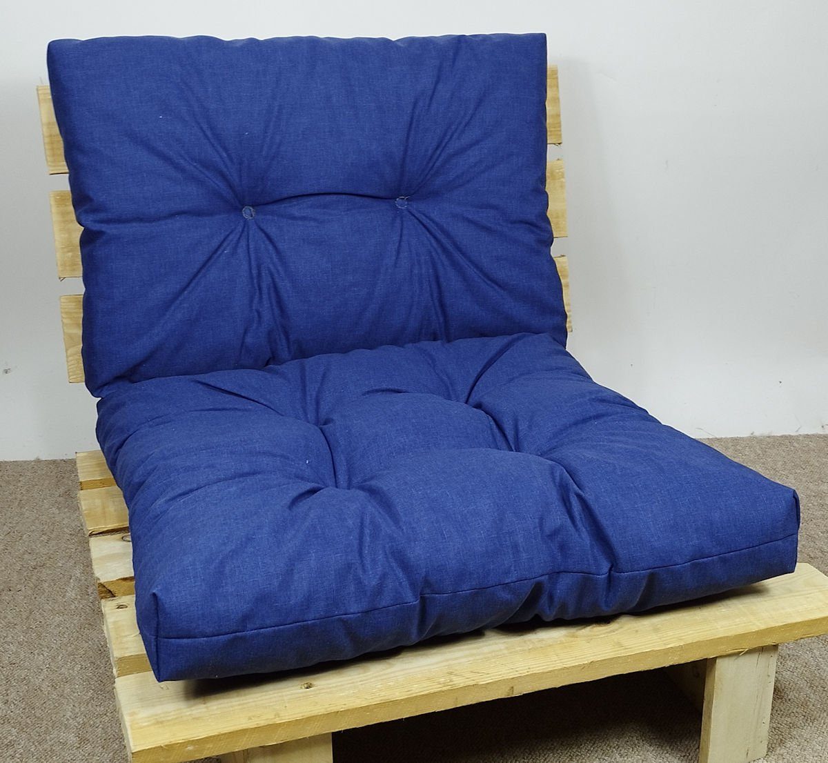 PE + Kissen Rücken Set für blau Rattani Sitz Sitzkissen - dunkel Rattanmöbel, / Polster