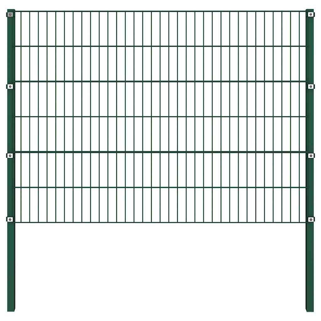 vidaXL Gartenzaun Zaunelement mit Pfosten Eisen 176,5 x 120 cm Grün, (1-St)