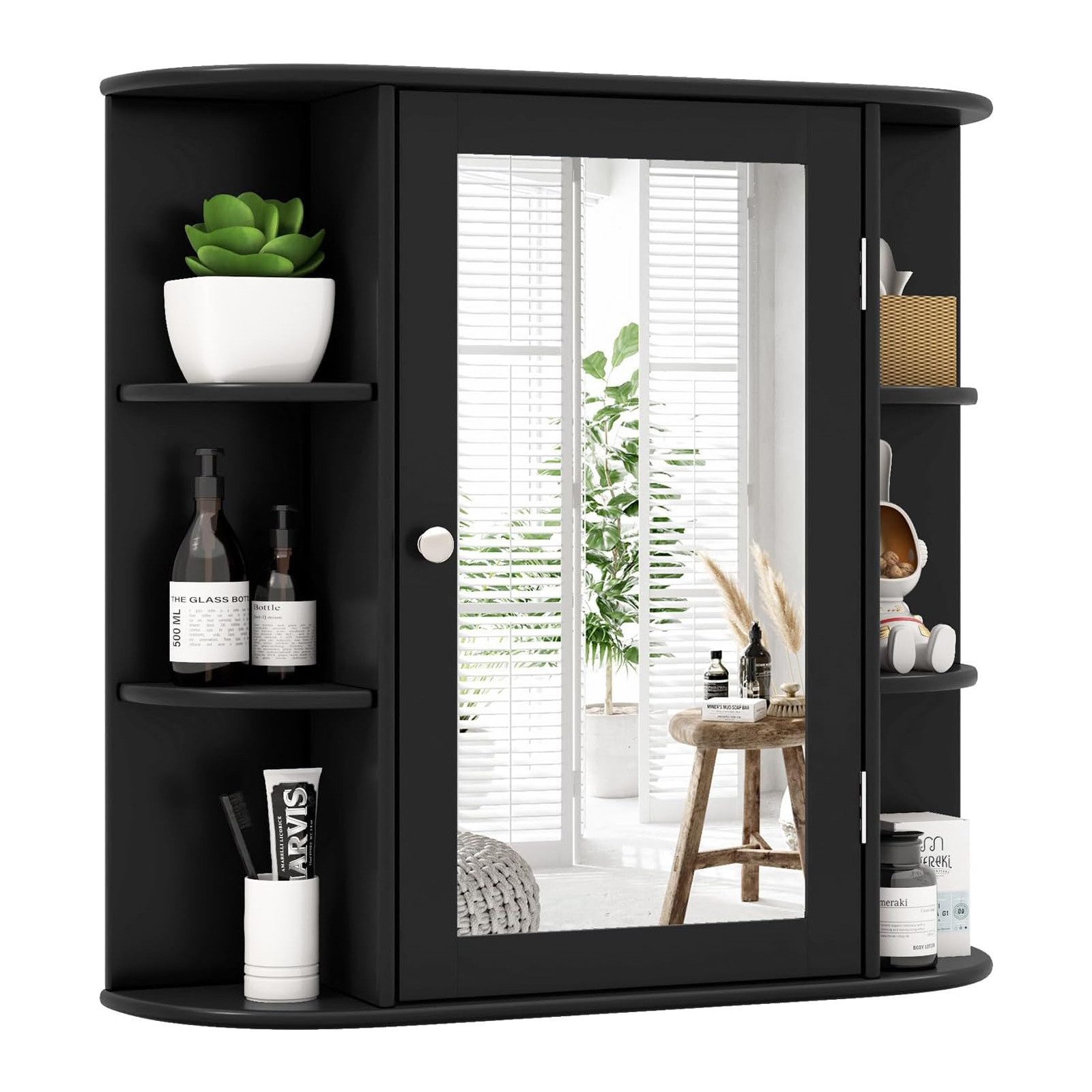 KOMFOTTEU Spiegelschrank Badschrank Hängeschrank Wandschrank mit Ablagen, 6 günstig online kaufen