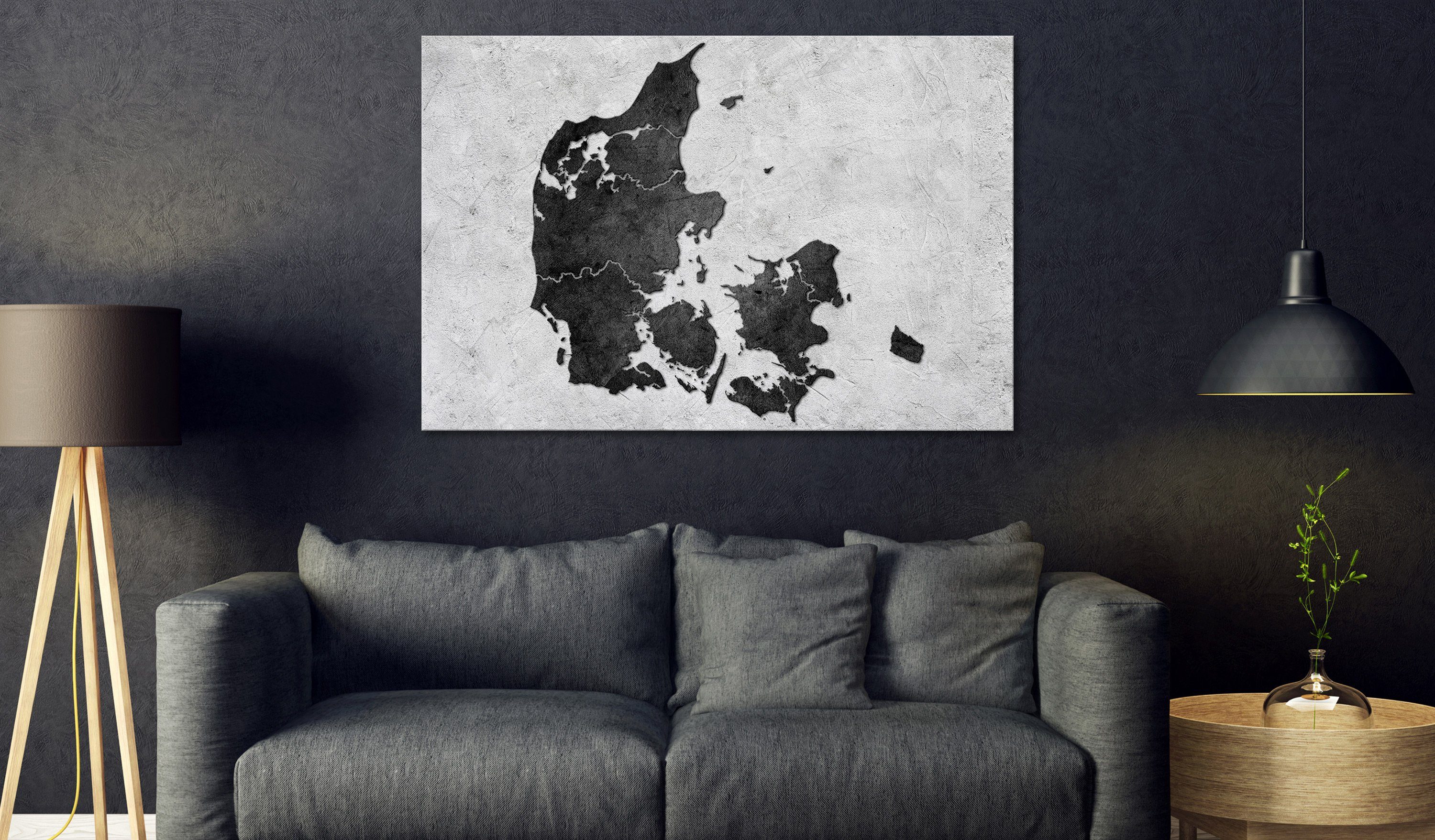 Artgeist Stone Map] Denmark [Cork Pinnwand