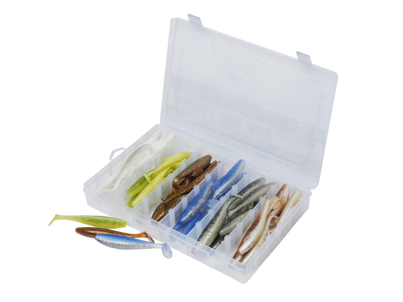 Kunstköder Abu Garcia Paddletail Box 10cm - 60 Gummifische in einer Box