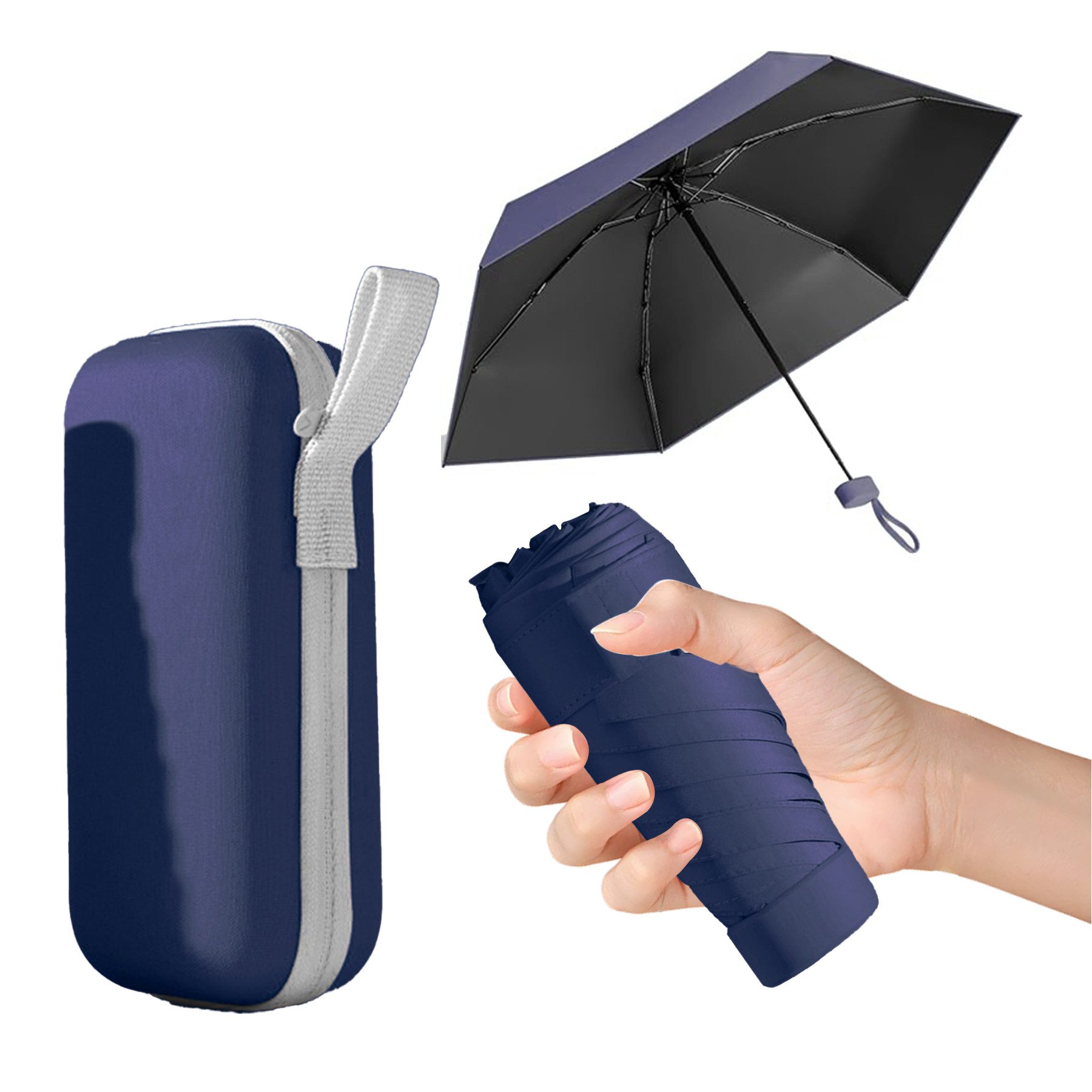 Mutig Taschenregenschirm Regenschirm,Mini Regenschirm,Taschenschirme,Kompakter Regenschirm, Mini Faltbarer Reise Regenschirm Klein Mit Etui, Uv-Regenschirm