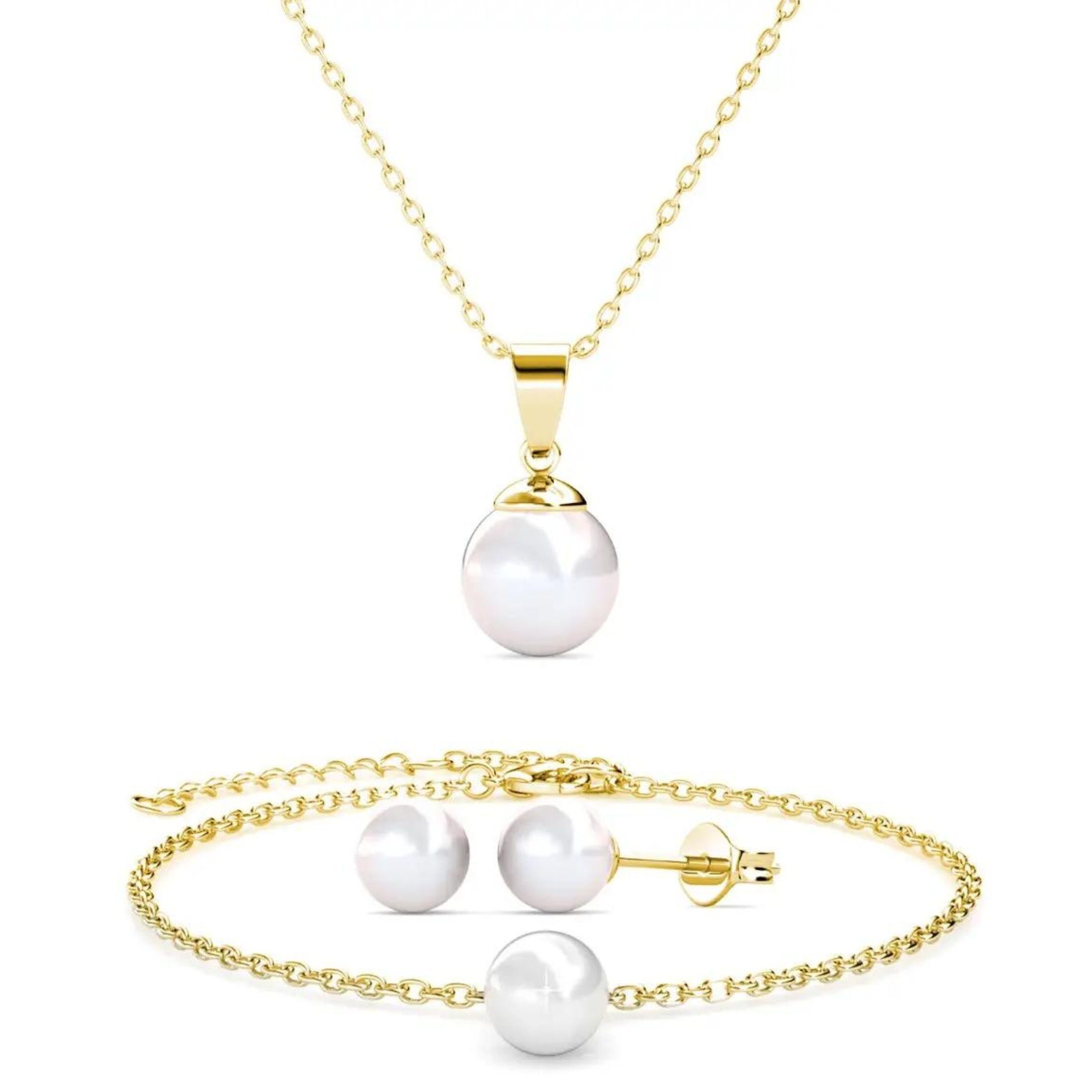 Ella Eisvogel Schmuckset 3er Perlmutt-Schmuckset: Halskette, Ohrringe, Armb günstig online kaufen