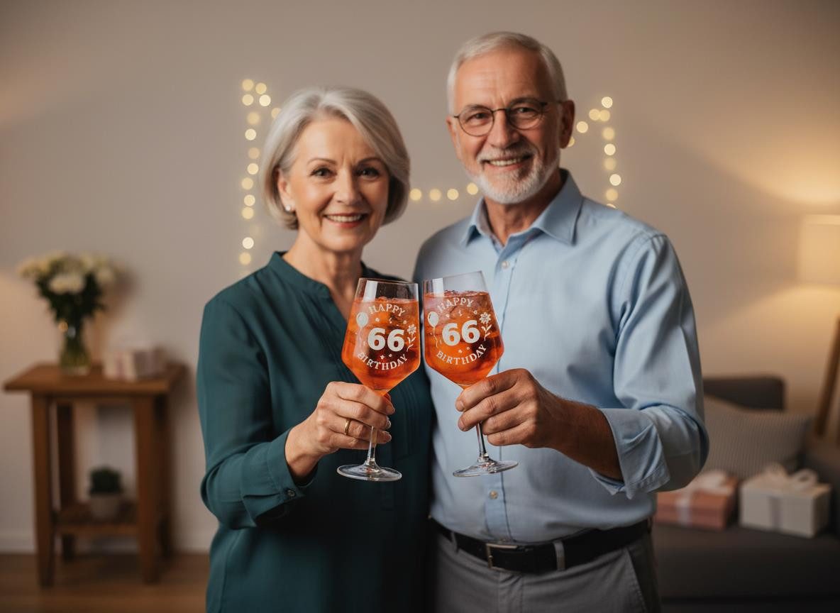 Valhalla Weinglas Gravur Happy Birthday 66 Geburtstag 350ml, 1-tlg., Glas, Atemberaubende Darstellung – Bild 2 von 5
