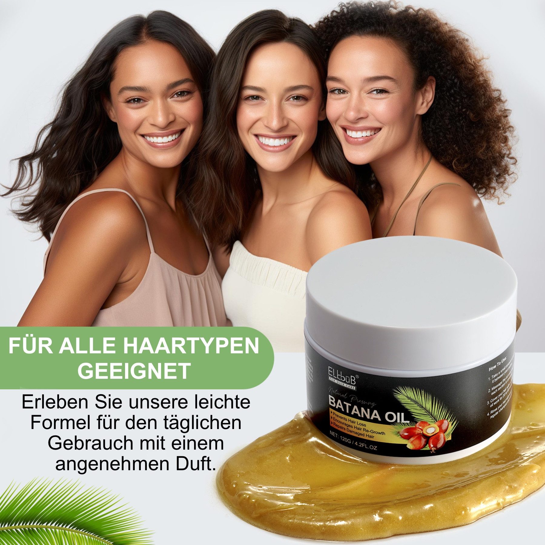 P-Beauty Cosmetic Accessories Haaröl Batana Öl für Haare Haarwachstum Gesicht Haut Nägel Vegan 120g, 1-tlg., 100% natürliche Inhaltsstoffe, Alkoholfrei, Ammoniakfrei
