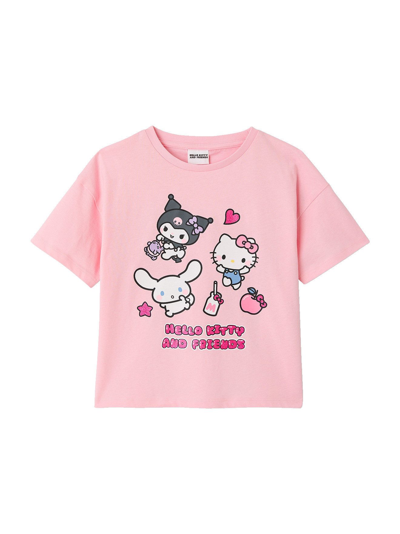 vertbaudet Kurzarmshirt Kinder T-Shirt Glitzereffekt HELLO KITTY