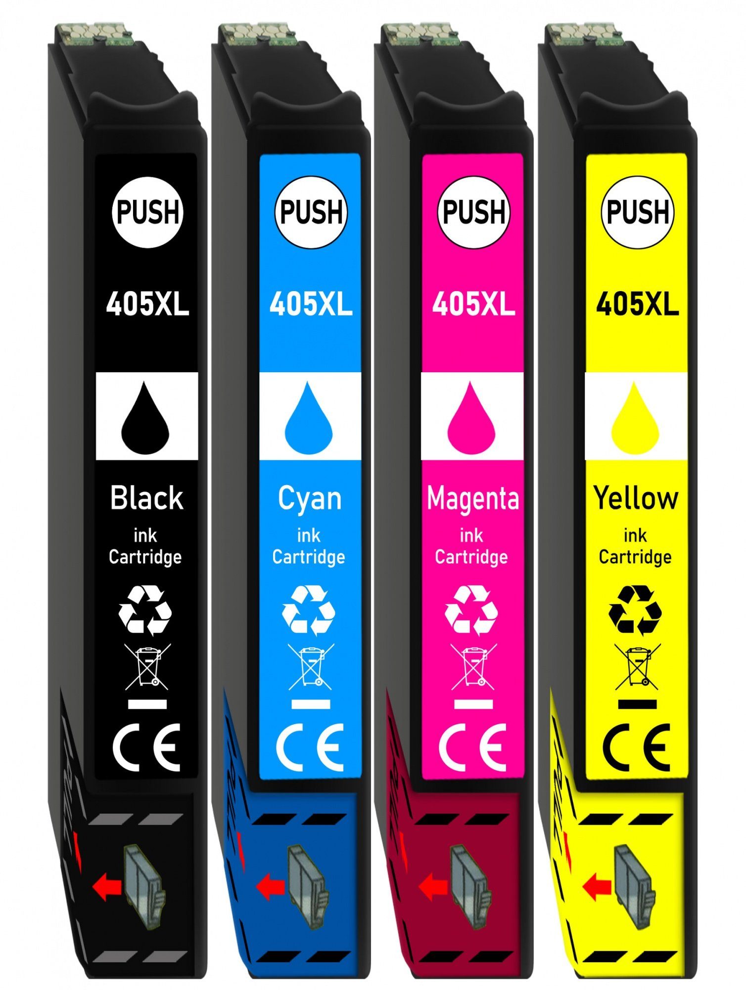 Druckerparadies 4er Multipack für Epson 405XL Tintenpatronen Set Tintenpatrone (4-tlg., für WF-3820 WF-3825 WF-4820 WF-4825 WF-4830 WF-7310 WF-7830 WF-7835 WF)