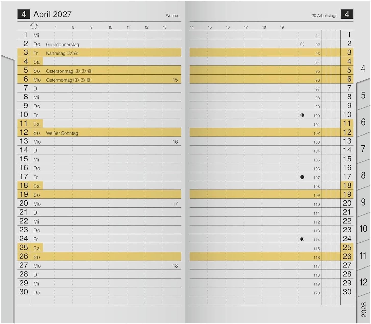 RIDO Monatskalender rido/idé Kalender Monats-Ersatzkalendarium M-Planer 2027, Karton, weiß