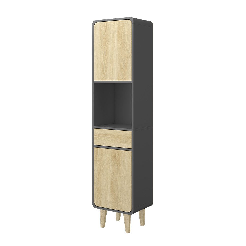 Vicco Badezimmermöbel Arla Anthrazit/Goldkraft Eiche 40 x 161 cm günstig online kaufen