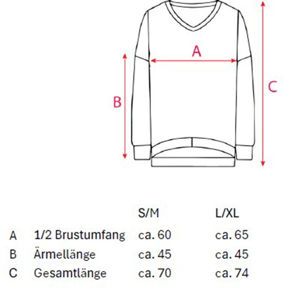 Zwillingsherz Sweatshirt ausgefranster V-Ausschnitt, Vintage Look, Langarm – Bild 5 von 5