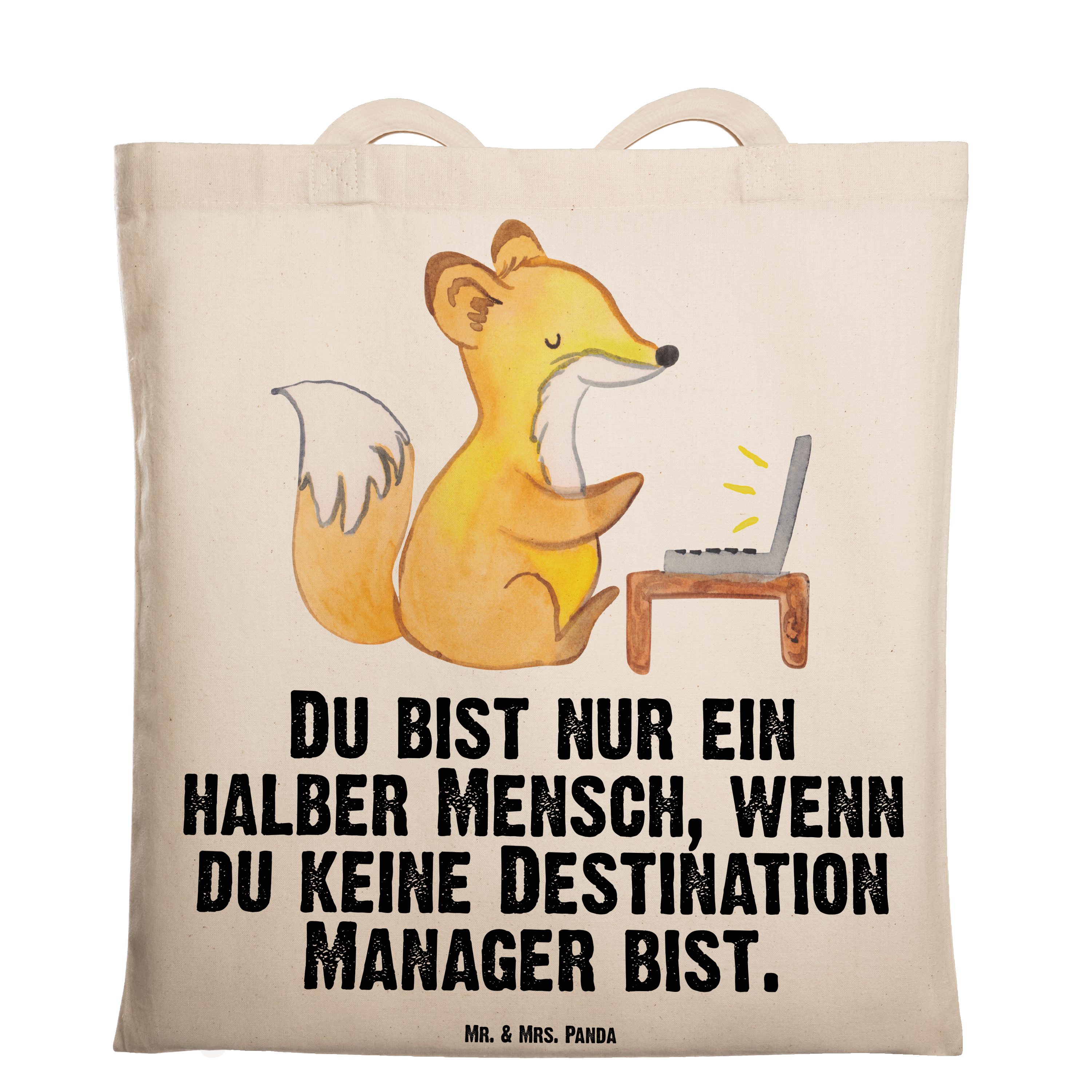 Mr. & Mrs. Panda Tragetasche Destination Manager mit Herz - Transparent - Geschenk, Abschied, Beut (1-tlg)