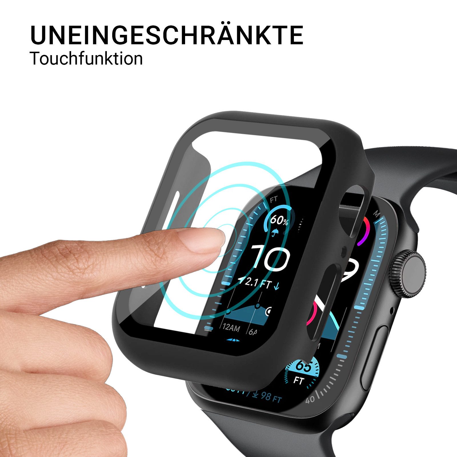 Tec-Expert Smartwatch-Hülle Hülle mit Displayschutz für Apple Watch 4 / 5 / 6 / SE 1-3 40 mm 44 mm, Rundum Schutz Cover Case Bumper stoß-und kratzfest robust – Bild 3 von 5