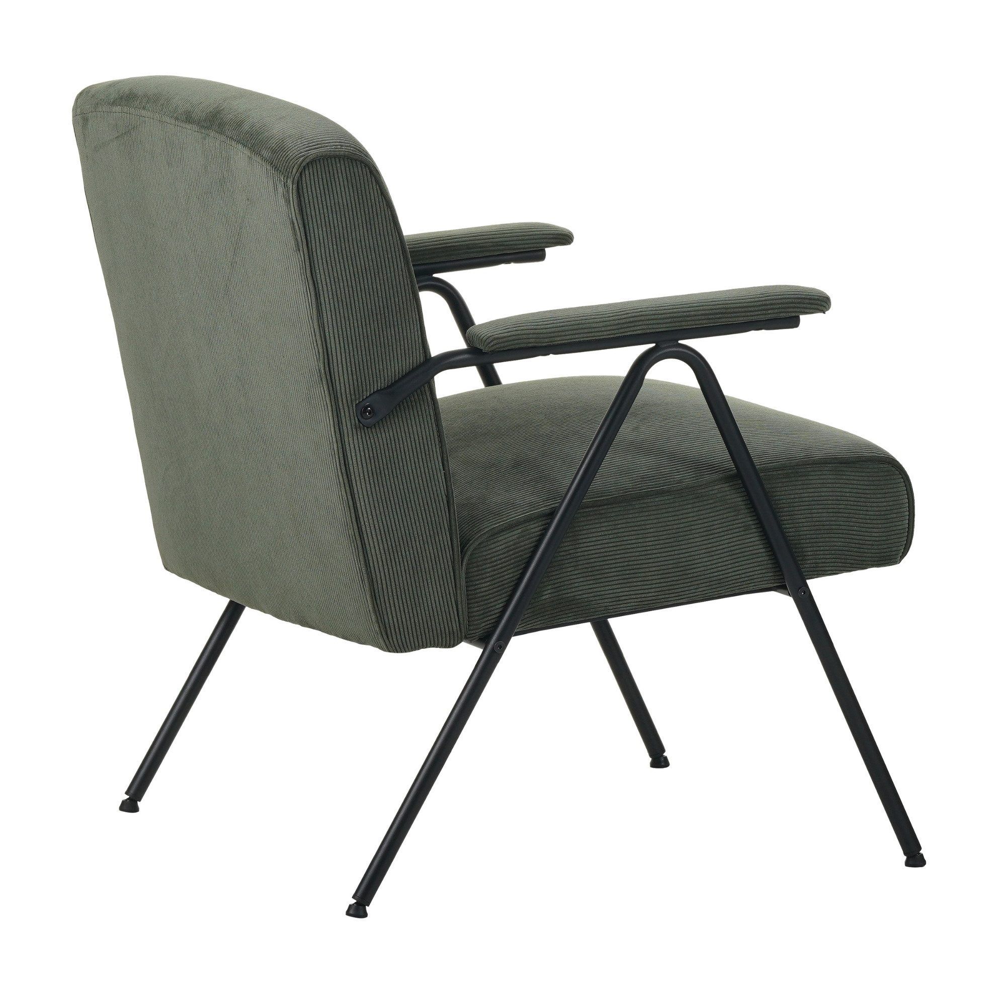 Albatros International Sessel Sessel Stanford Grün Vintage Design bequem Stoff Cord Bezug, sehr bequeme S-Federn, Relaxsessel Loungesessel für Wohnzimmer