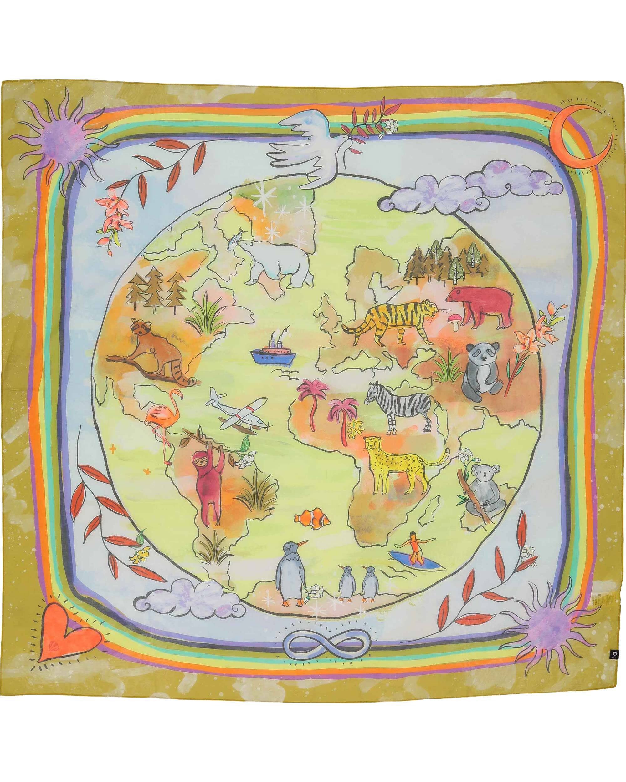 Modetuch Tuch "Tiere aus aller Welt" in Seidenmischung