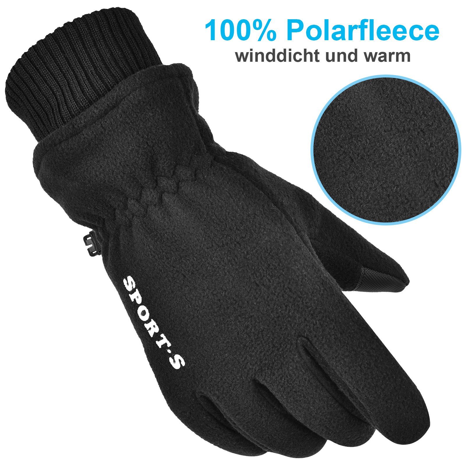 Warme Winterhandschuhe Rutschfest Skihandschuhe Thermohandschuh, Laufhandschuhe, Fleecehandschuhe Handschuhe, Grau Winddichte, Sporthandschuhe, Anti-Rutsch Sunicol Outdoor