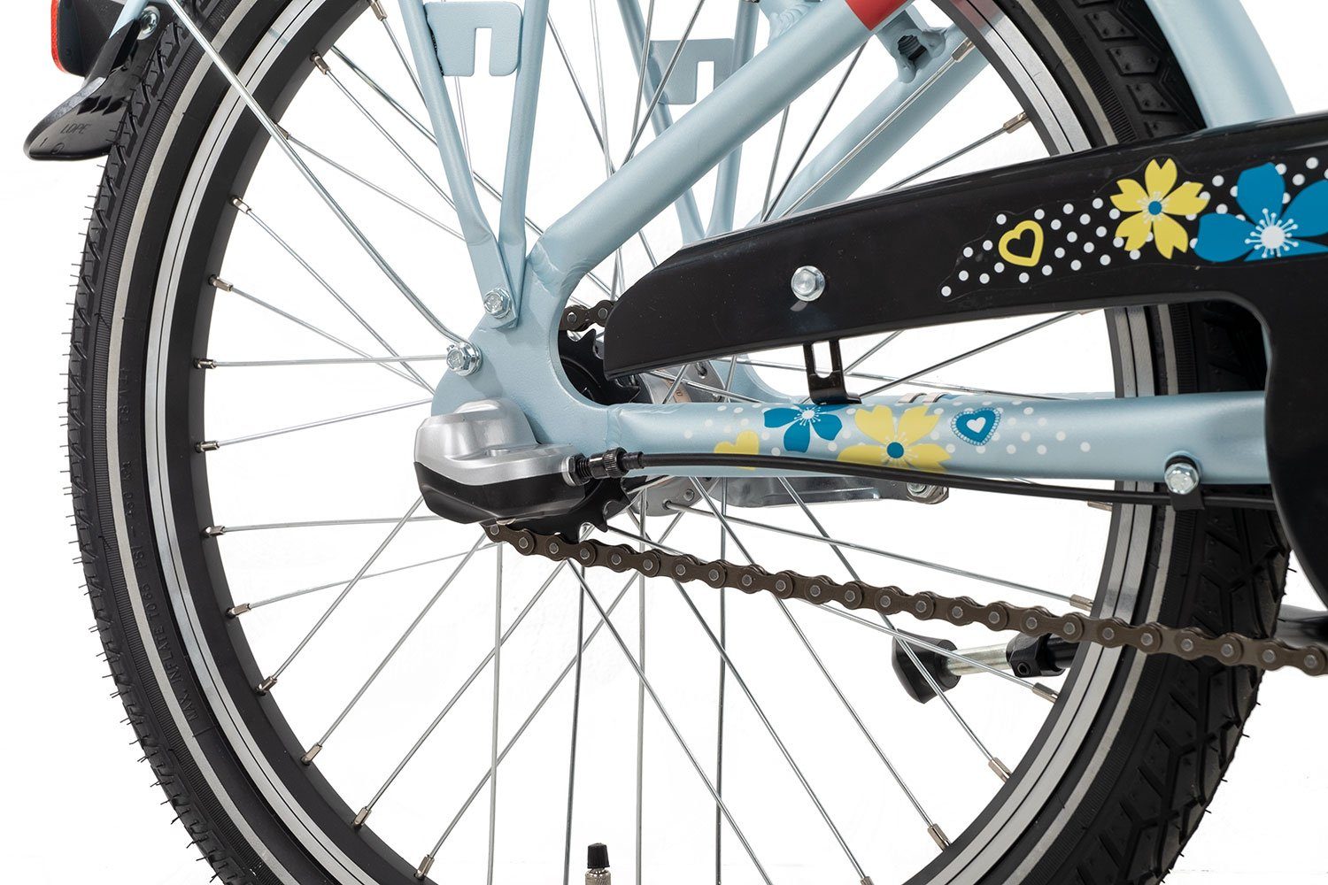 Almrausch Kinderfahrrad Zucker 3 20 Wave, 3 Gang Shimano Nexus 3 Rücktritt Schaltwerk, Nabenschaltung Rücktritt, Kinderrad 20 Zoll Junge Mädchen Tiefeinstieg blau