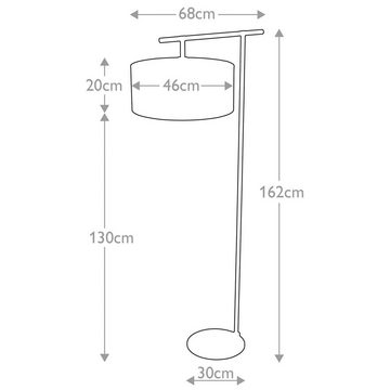 etc-shop Stehlampe, Stehleuchte Standlampe Leseleuchte Schlafzimmerlampe Messing Schwarz H