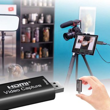 Retoo Videoaufnahmekarte HDMI zu USB 2.0 4K Video Capture Card Device USB-Recorder (Standard-HDMI-Kabeln, Kompatibel mit USB A/V:UVC, UAC, Plug & Play)