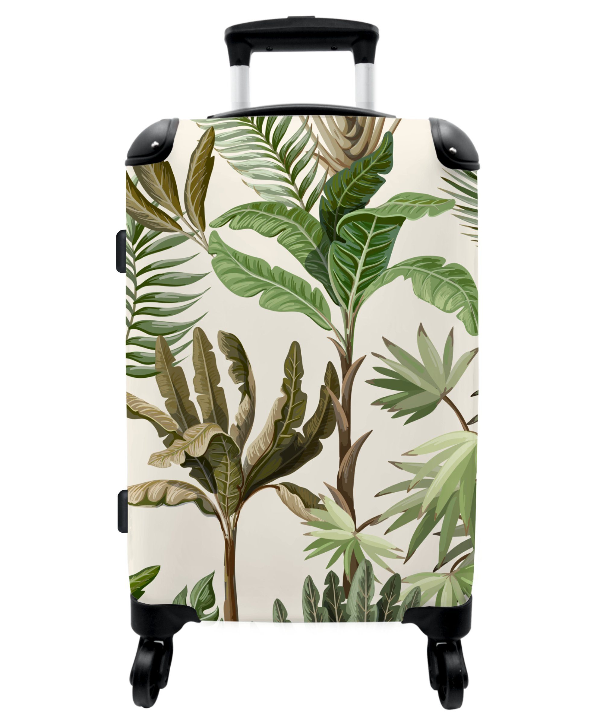 NoBoringSuitcases.com© Koffer 67x43x25cm Dschungel - Palme - Bananenstaude - Kinder - Natur -, 4 Rollen, Aufgabegepäck Trolley Rollkoffer Große Reisekoffer mit 4 Rollen -