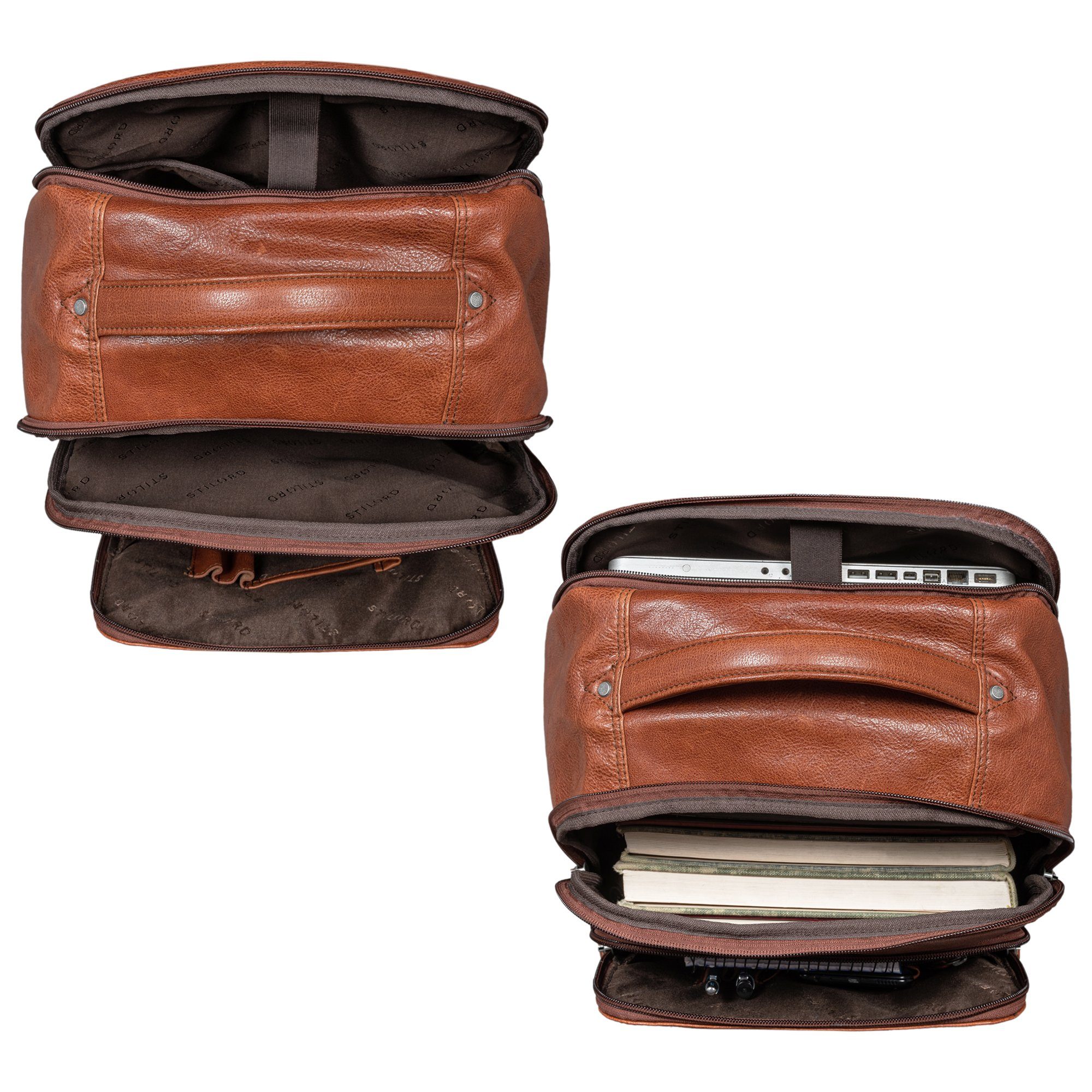 STILORD Notebook-Rucksack "Gordon" Geschmackvoller Rucksack Leder Herren und Damen
