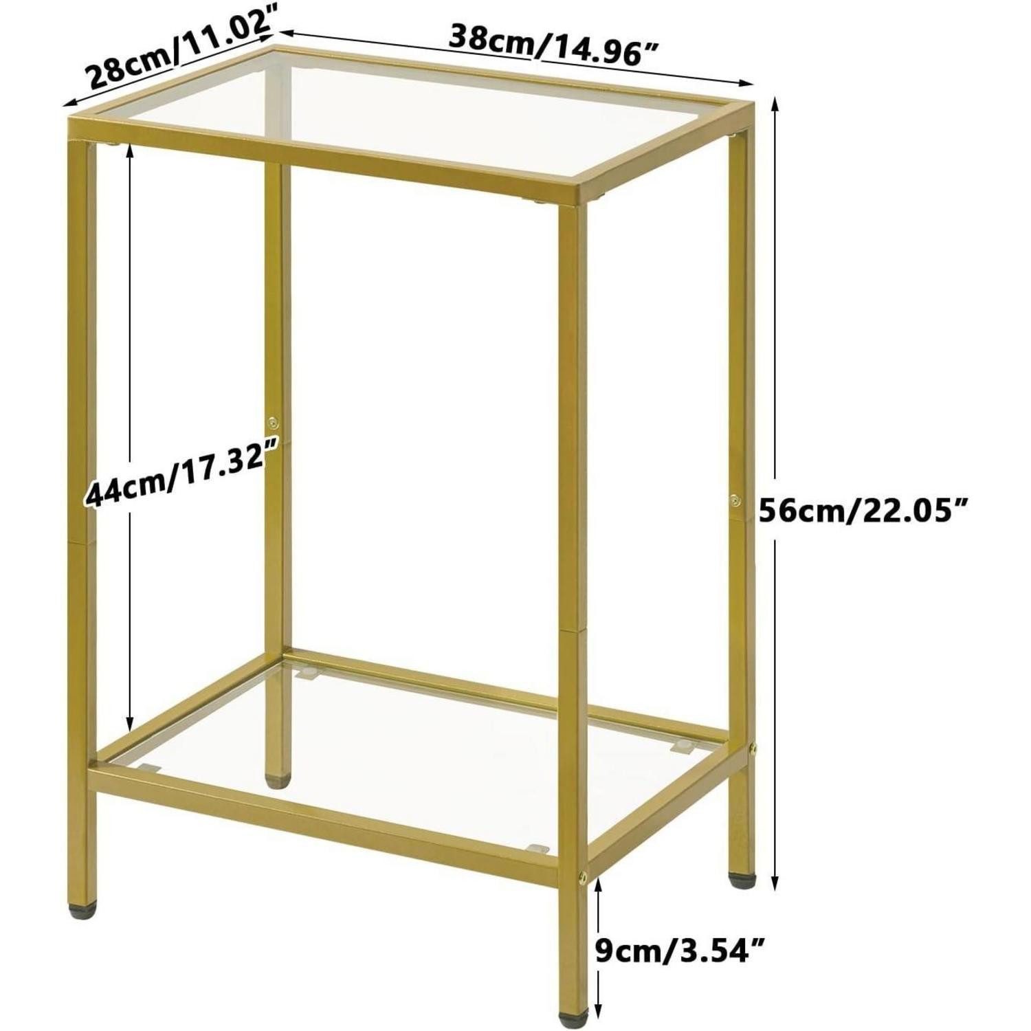 LuxusKollektion Beistelltisch Beistelltisch Quadratischer Couchtisch Metallrahmen gehärtetes Glas – Bild 3 von 5