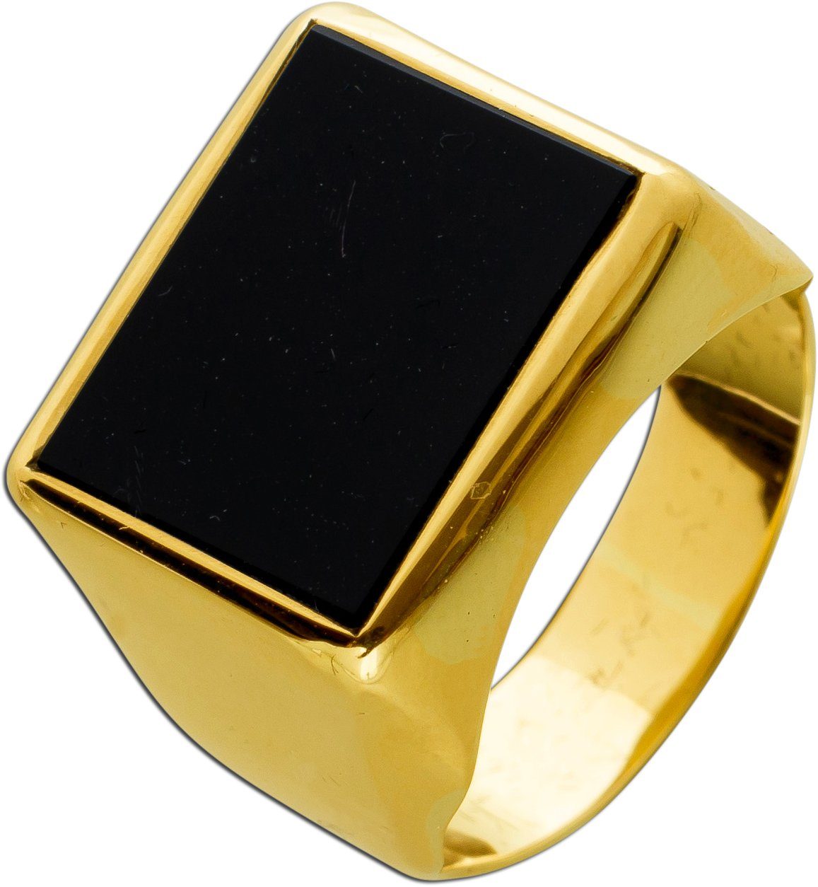 (1-tlg) 20 Goldring Ring Ch.Abramowicz Onyx 585 Karat Gelbgold Edelstein 14 schwarzer poliert