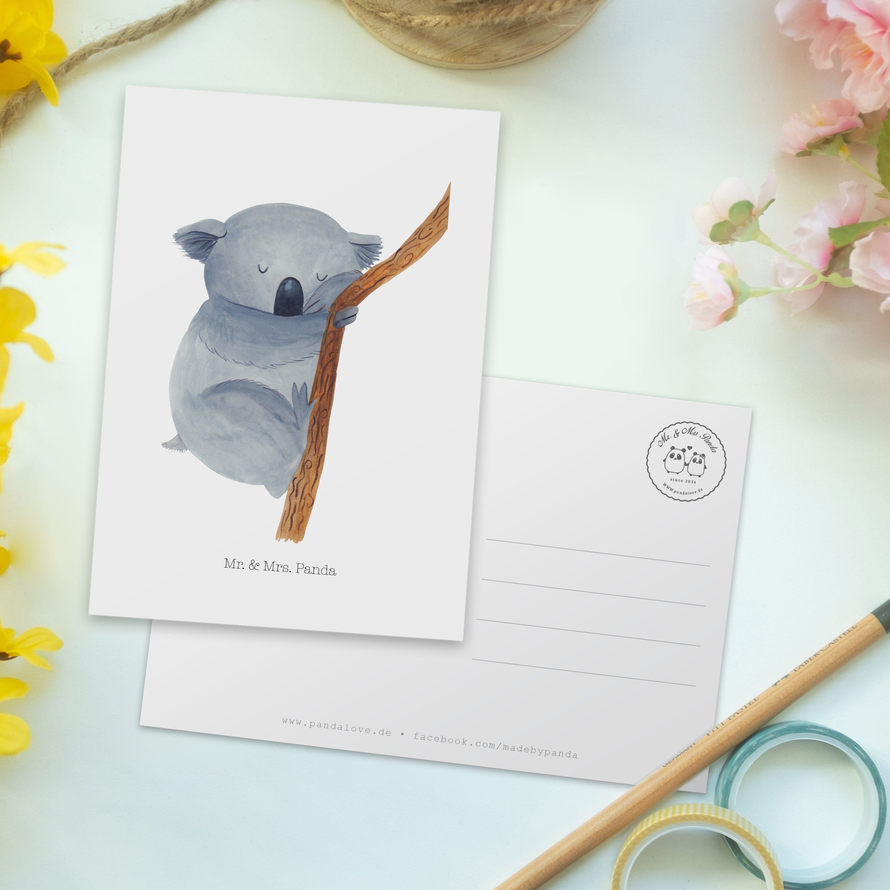 Mrs. Tiermoti - Grußkarte, Geschenkkarte, Panda - Karte, Mr. Weiß & Postkarte Koalabär Geschenk,