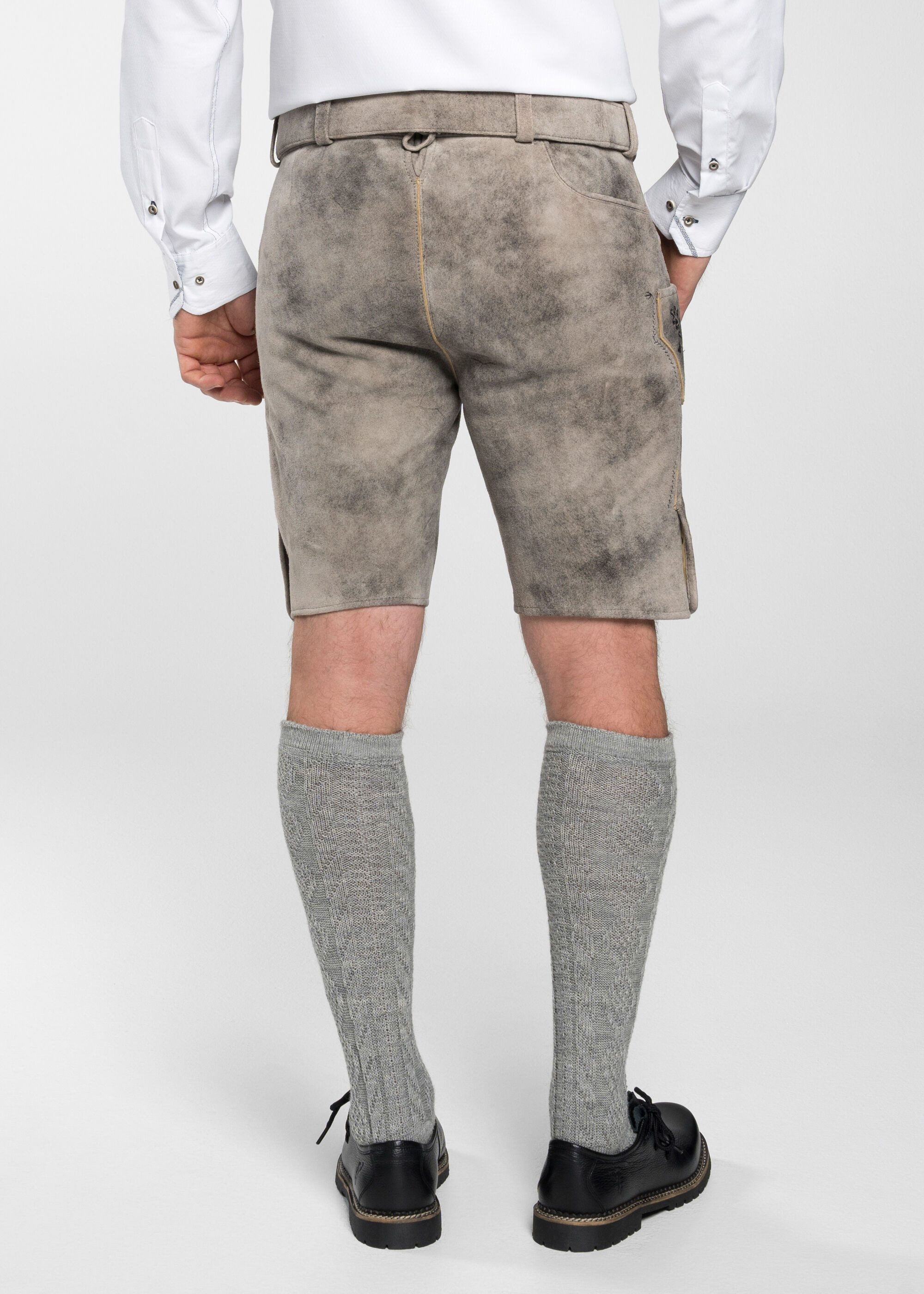 Spieth & Wensky Shorts Lederhose "Feistritz" mit edler Gürtelschnalle und Stickereien