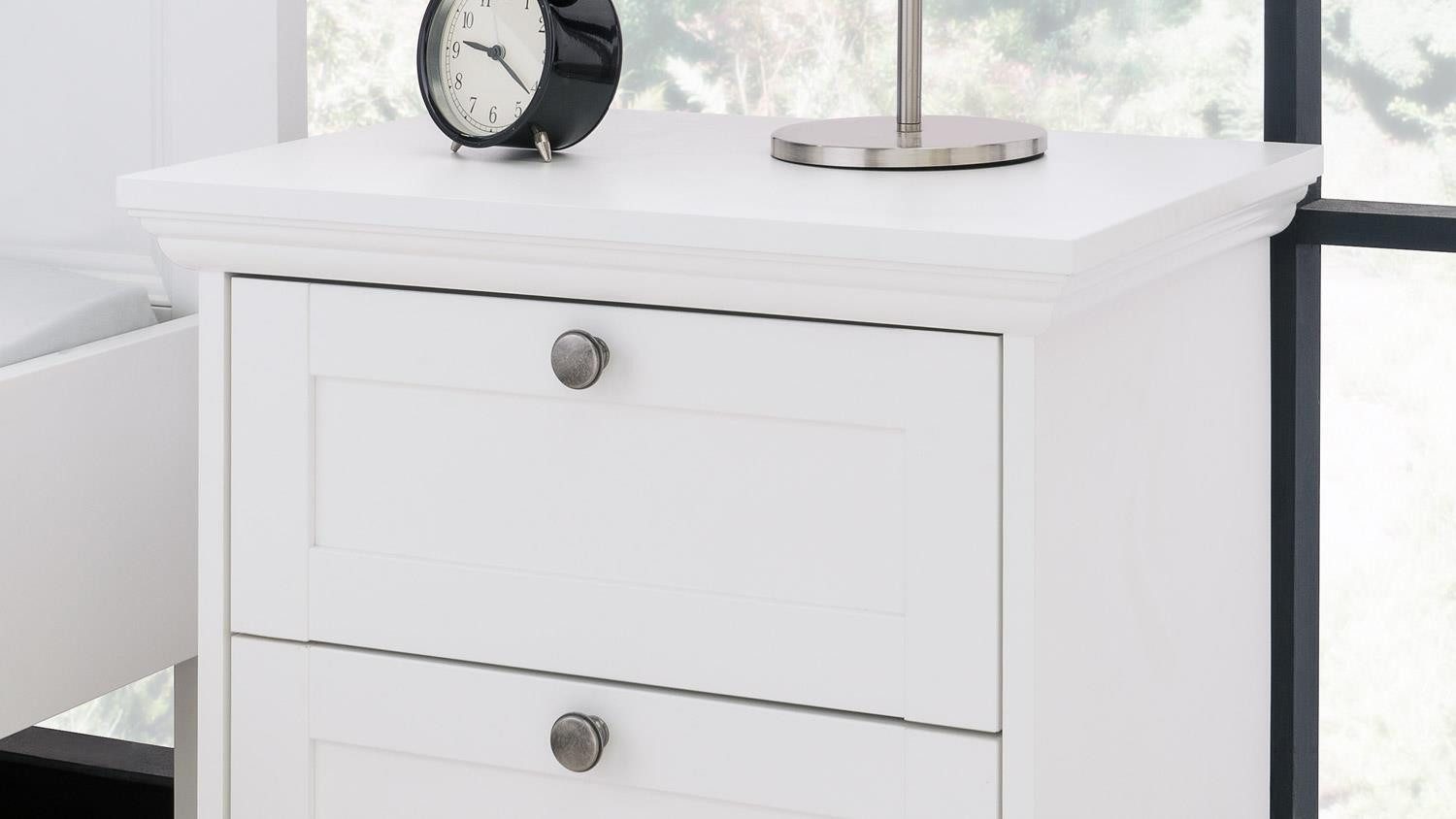 Finori Nachtschrank Nachtkommode Landwood Nachttisch Nachtkonsole weiß Landhausstil 50 cm