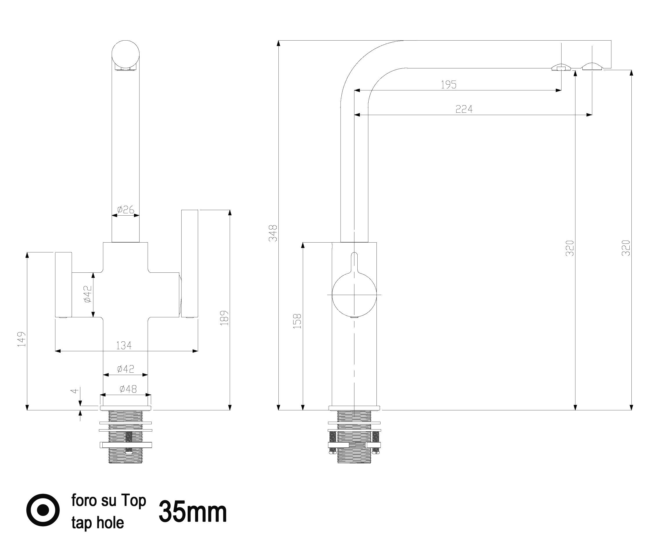3 Küchenarmatur L-Auslauf Filterwasser-Zulauf Separater Wege mit 3 Küchenarmatur, Hochdruck, Verchromt, schwenkbarem FC, Wege, VIZIO Verchromt, 360°