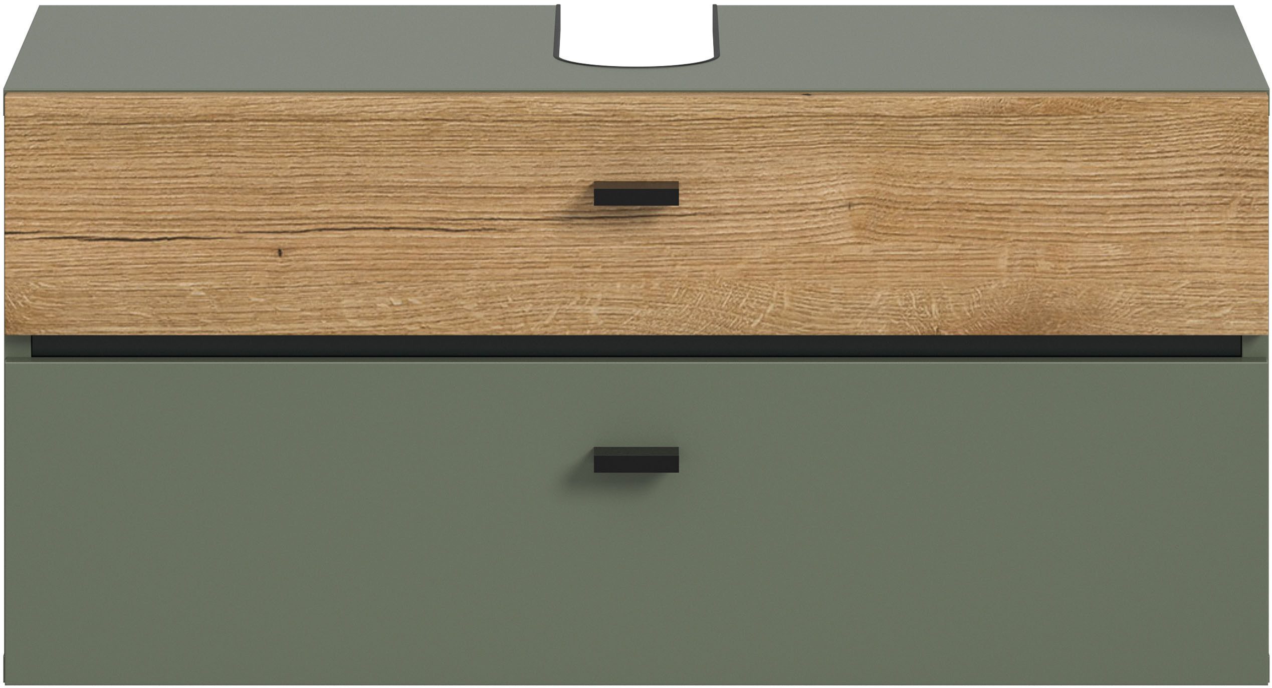 welltime Waschbeckenunterschrank VANN, Breite 75cm, hängende, 2 Schubkästen, mit Siphonausschnitt (individuell mit weiteren Artikel der Serie VANN kombinierbar) Waschtisch, Waschbeckenschrank, Kommode, Schrank, Badezimmer, Bad