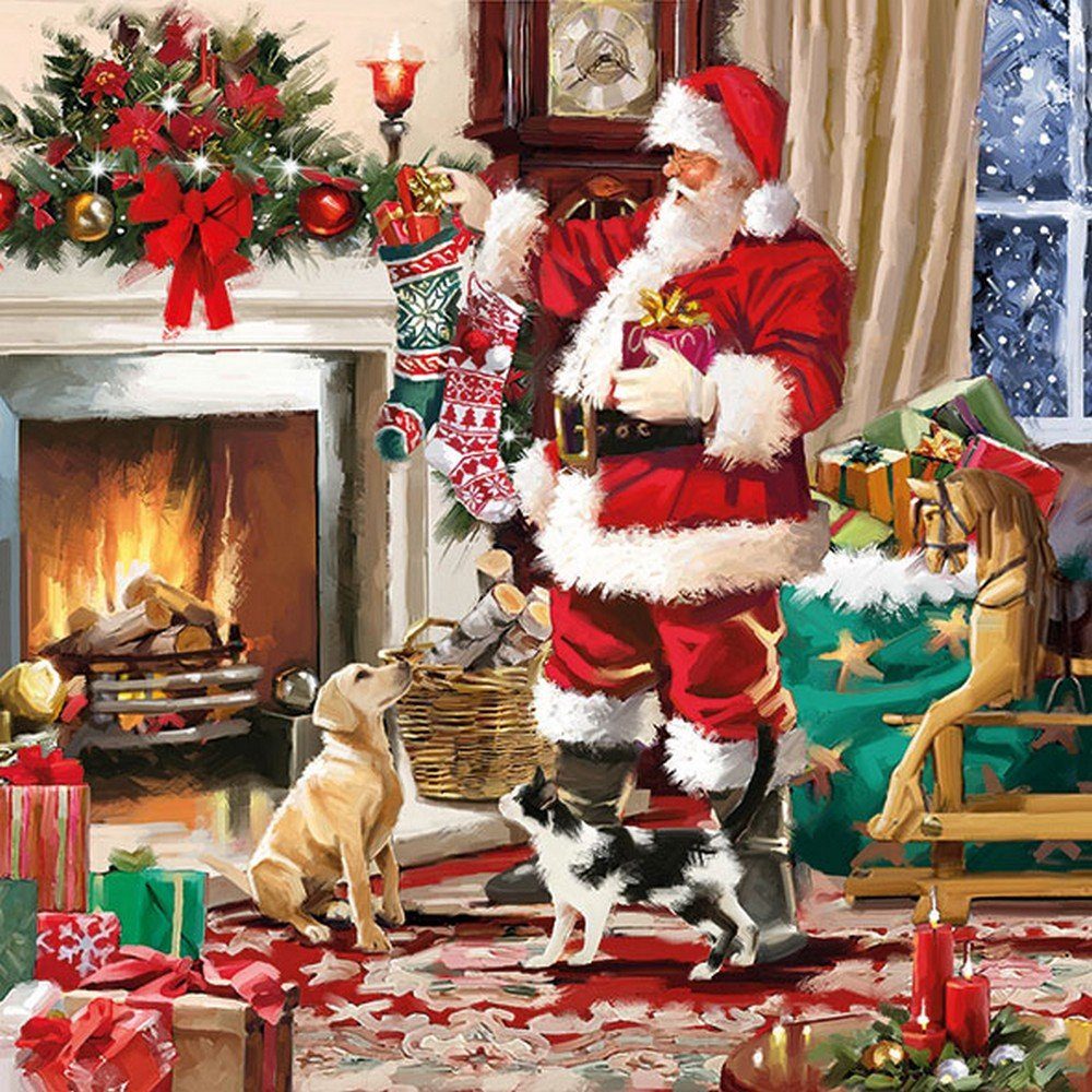 Ambiente Luxury Paper Products Papierserviette 20 Servietten Santa Interior 33x33cm, (20 St)